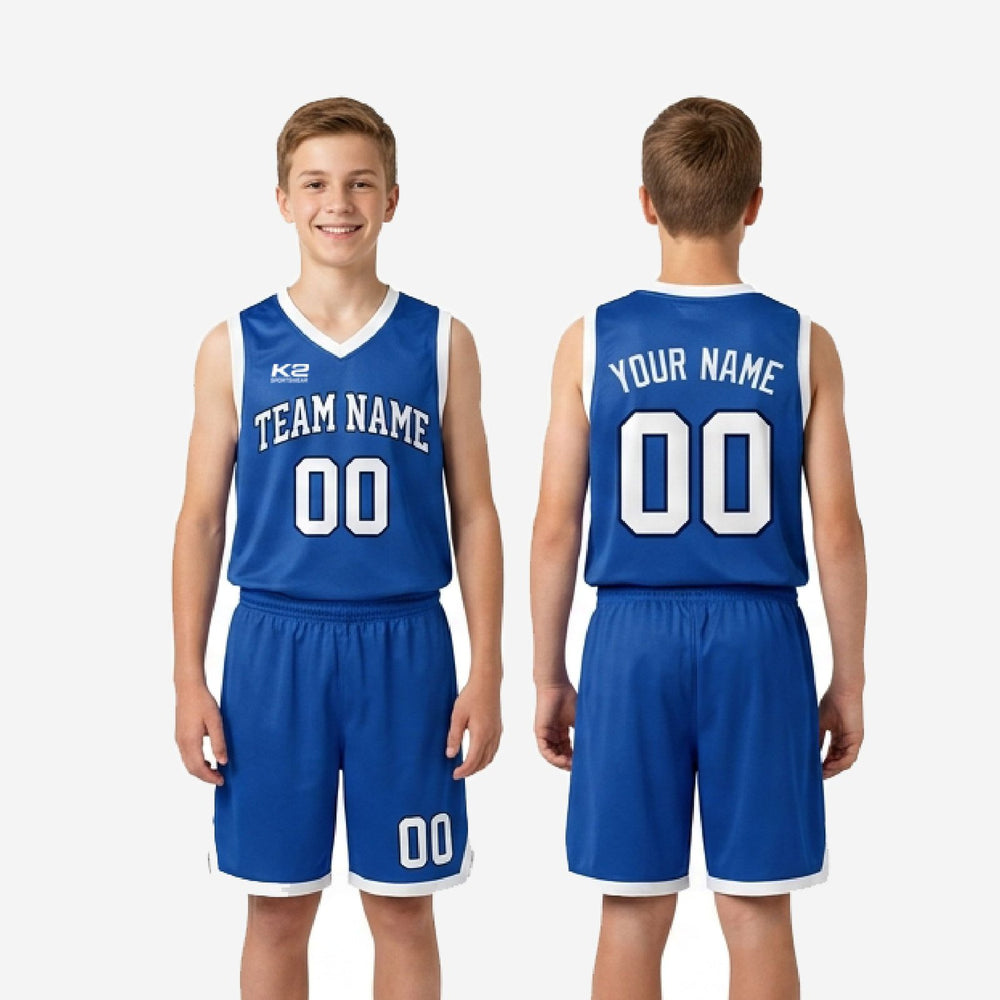 Royal Blue White Colorway - Custom Youth Basketball Uniforms