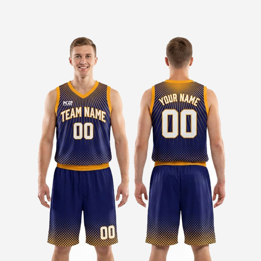 Starburst Navy and Gold Basketball Uniforms - Custom Team Set