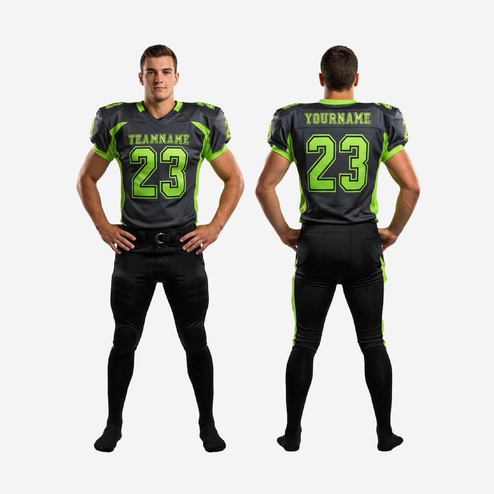 Bold Lime Green Custom Sublimated Football Uniforms - Side Panels