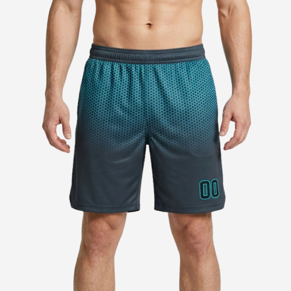 Sublimated Basketball Shorts - Custom Teal and Grey with Numbers