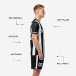 Sublimated black and white soccer kit full uniform set for teams