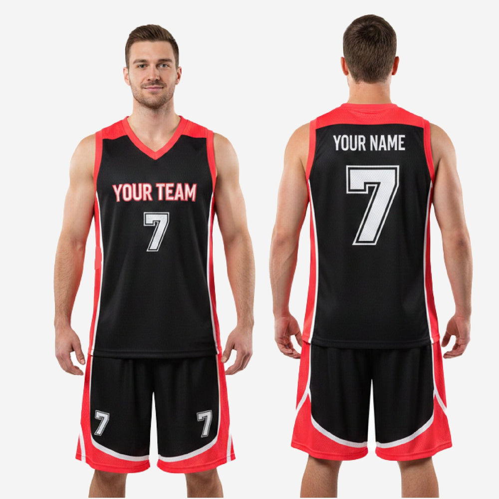 Sublimated Red and Black Basketball Uniforms - Custom 2-Piece Set