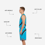 Back view of charcoal side reversible basketball jersey showing back name and number placement on sublimated performance knit