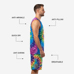 Full sublimated tie-dye basketball jersey and matching shorts custom team kit