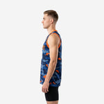 Size and specification chart for custom navy and teal sublimated basketball jerseys showing youth and adult sizing options