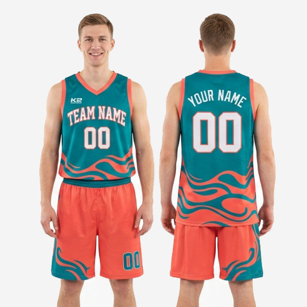Teal Orange Colorway - Custom Teal Basketball Uniforms
