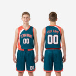 Youth basketball uniform size and specification sheet for the teal and coral-orange custom set