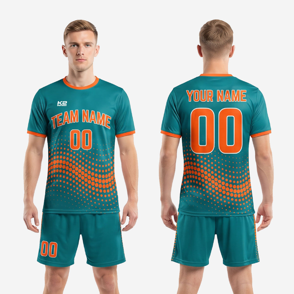 Vintage Soccer Kits - Teal and Orange Dot Pattern Team Set