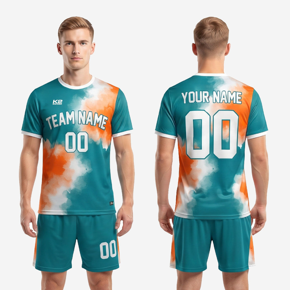 Vivid Teal Custom Teal Soccer Uniforms Men Kit