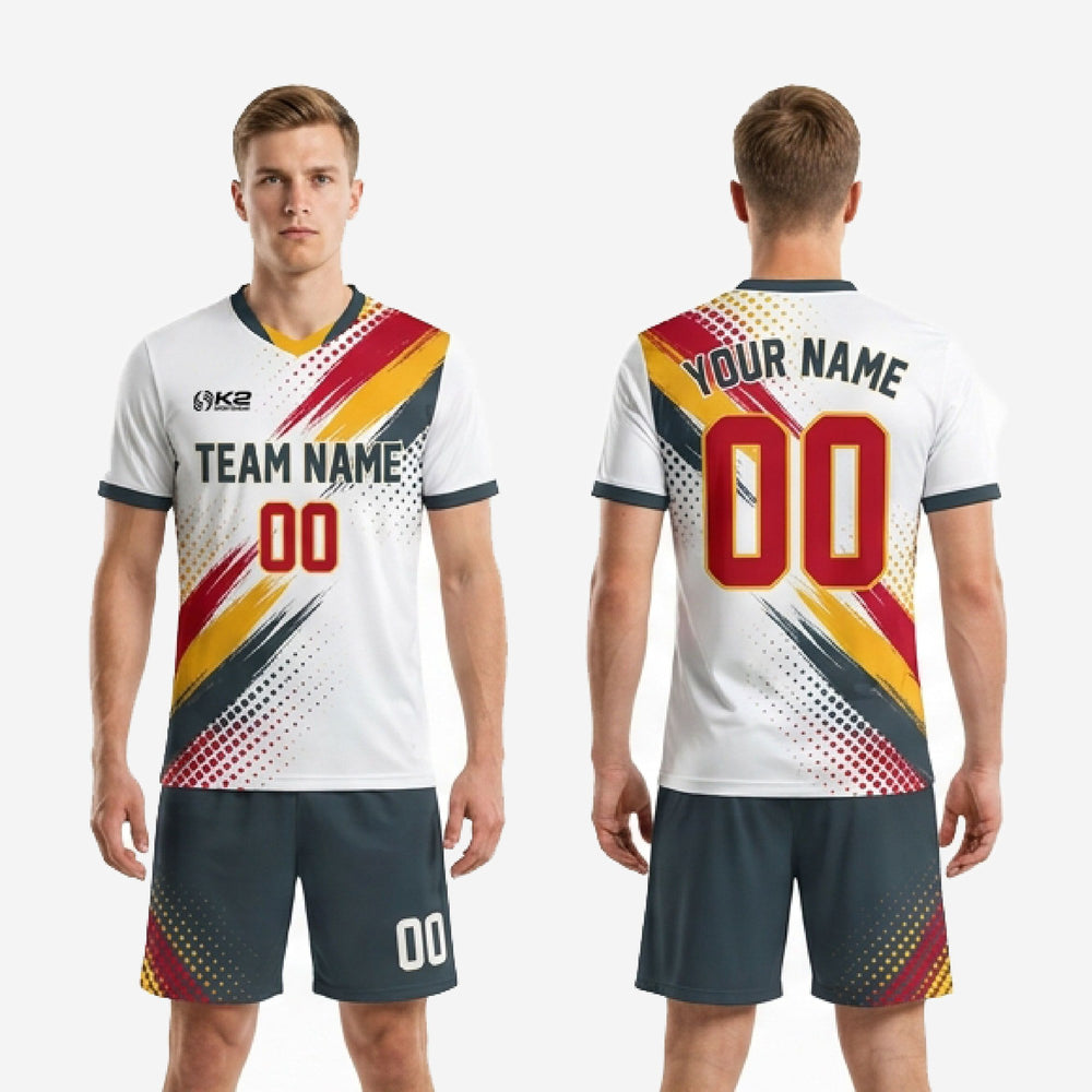 White/Charcoal Custom White Soccer Uniforms | Team Name and Numbers