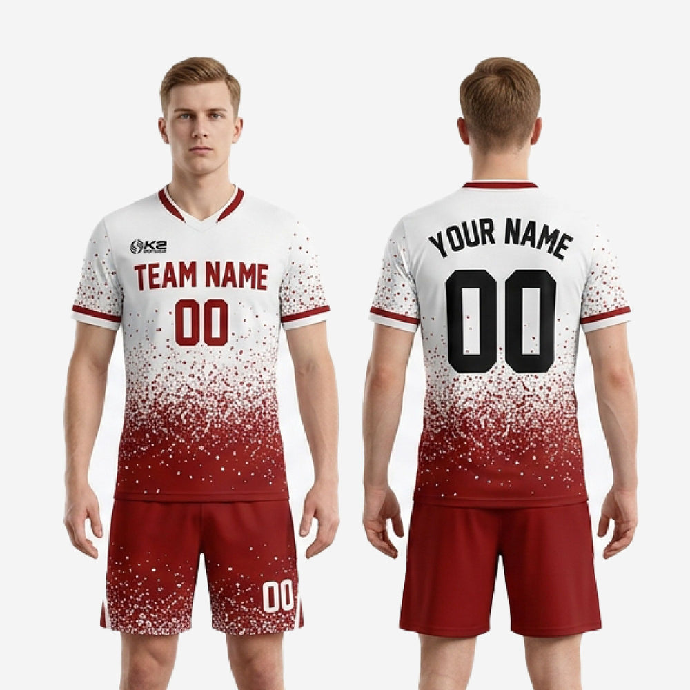 White/Dark Red Custom Soccer Team Uniform Sets | Full Sublimation
