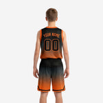 Size and spec sheet for custom youth basketball uniforms with names and numbers showing youth size range for full roster ordering
