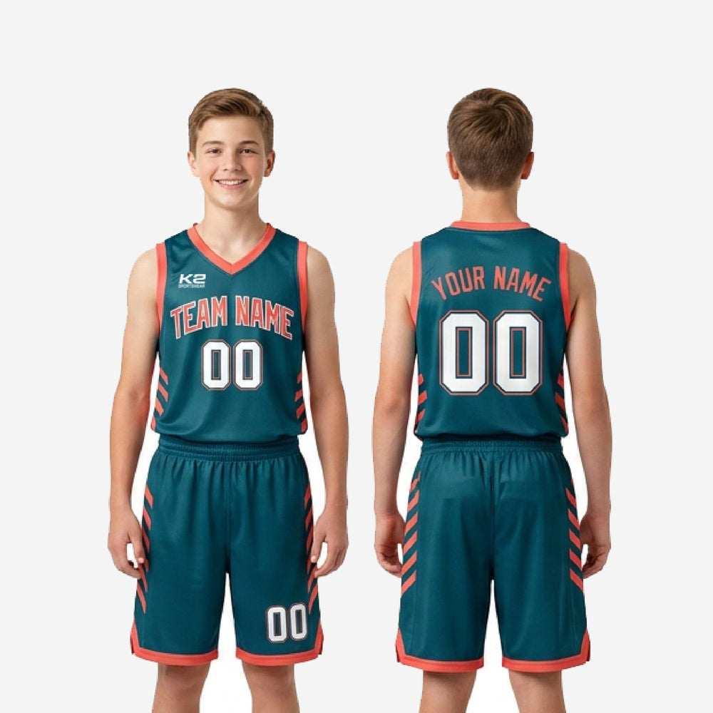 Season Long Custom Youth Basketball Uniforms with Names and Numbers - Teal Set