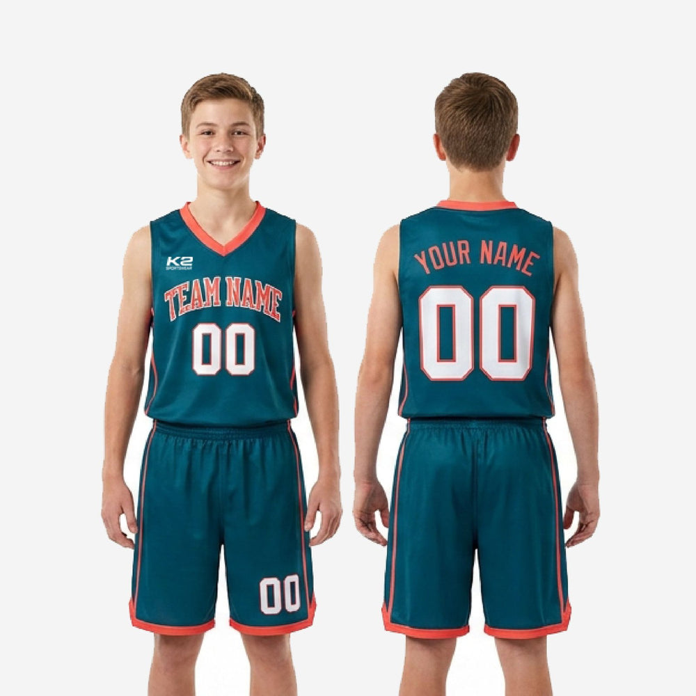 Custom Youth League Basketball Uniforms - Teal, Breathable Mesh