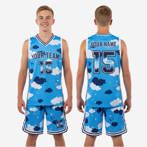 Size and specification chart for youth sublimated basketball uniforms available across full youth size run