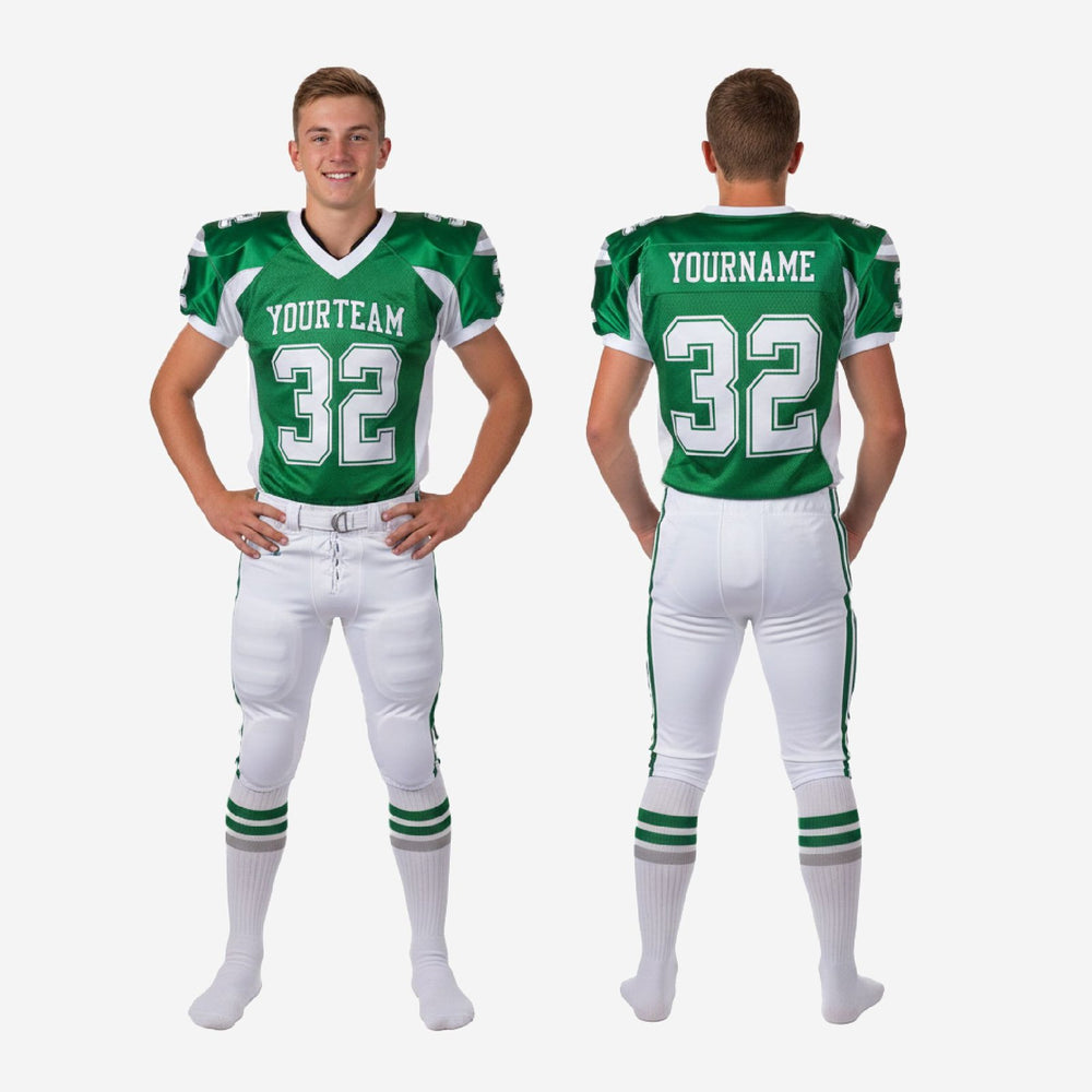 Custom Youth Tournament Football Uniforms - Green, Team Numbers