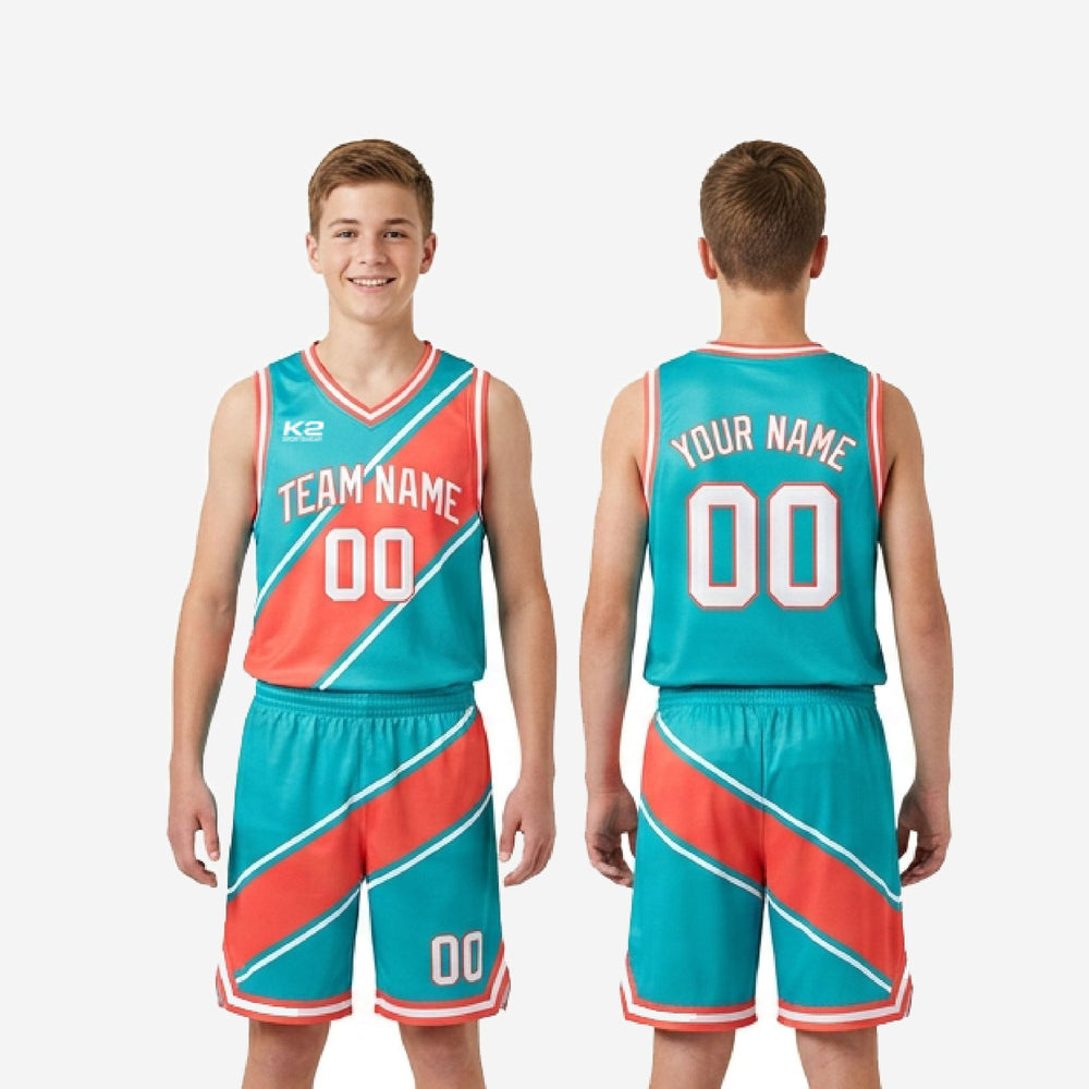 Custom Teal Youth Travel Basketball Uniforms - Jersey and Shorts